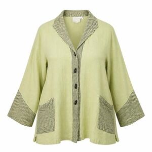 Mill Valley Tunic Womens XL Green Linen Shirt Sailor Top Minimalist Beachy